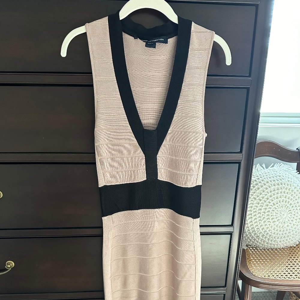 French Connection Bandage Bodycon Dress Pink and Black Size 6